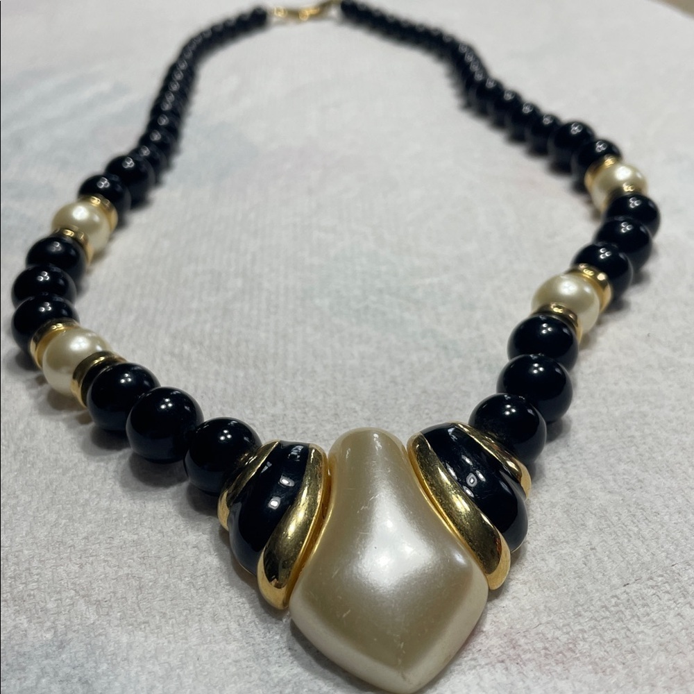 Vintage Napier 1980 Black and Gold PealNecklace